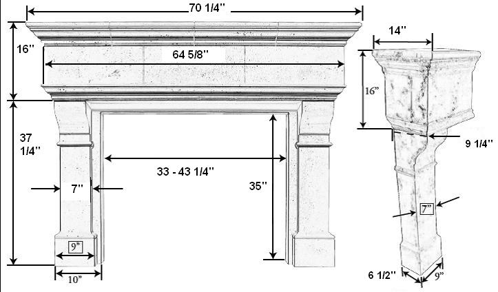 Kirkwood Plaster Mantel - Dimensions Kirkwood Plaster Mantel - Dimensions