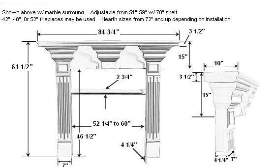 Avondale C Plaster Mantel - Dimensions