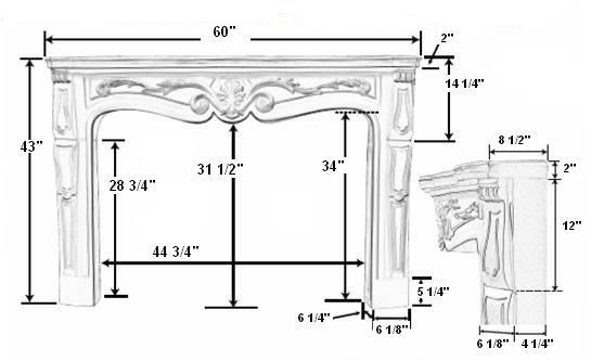 Buckhead Plaster Mantel - Dimensions