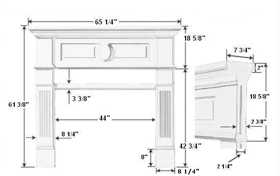 Paces Plaster Mantel - Dimensions