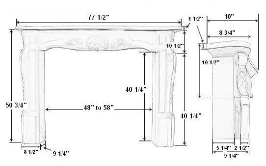 Versailles Plaster Mantel - Dimensions