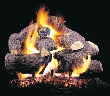 Peterson 24" Charred Royal English Oak complete log set with G45 buner and SPK-26 manual Safety Pilot Kit - Natural