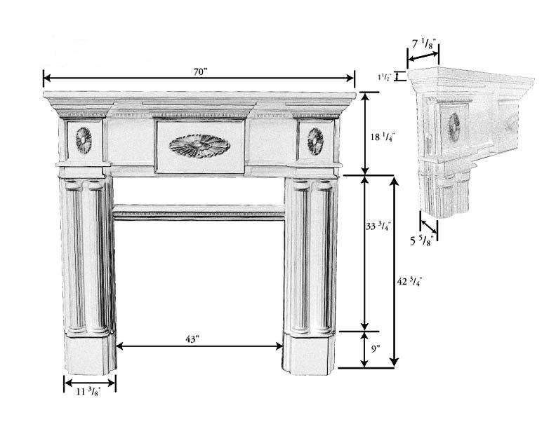 Peachtree 36 Plaster Mantel - Dimensions Peachtree 42 Plaster Mantel - Dimensions